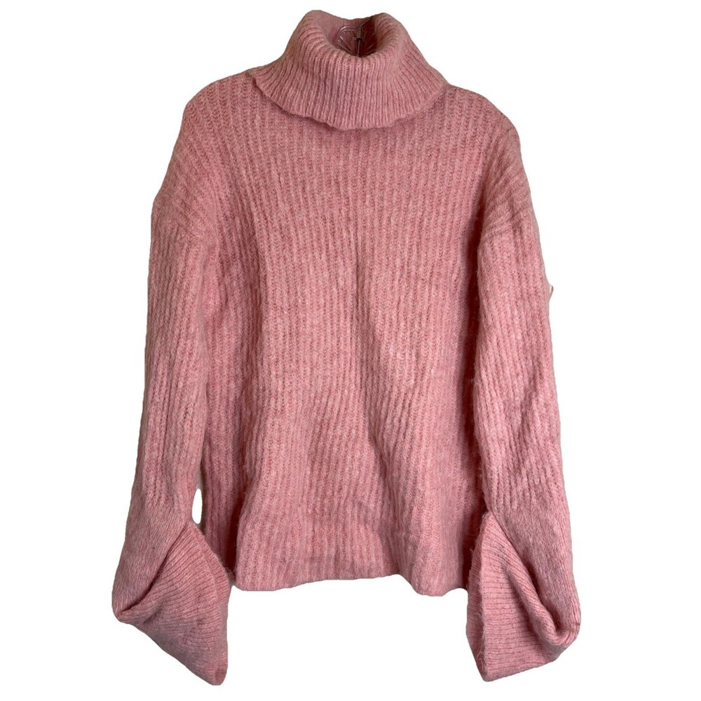 Nastygal‎ Collection Barbie Pink Ribbed Knitted Cuffed Sweater Size Small